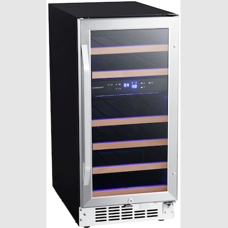 Edgestar 15 Inch Wide 26 Bottle BuiltIn Dual Zone Wine Cooler with Reversible Door and LED Lighting CWR263DZ